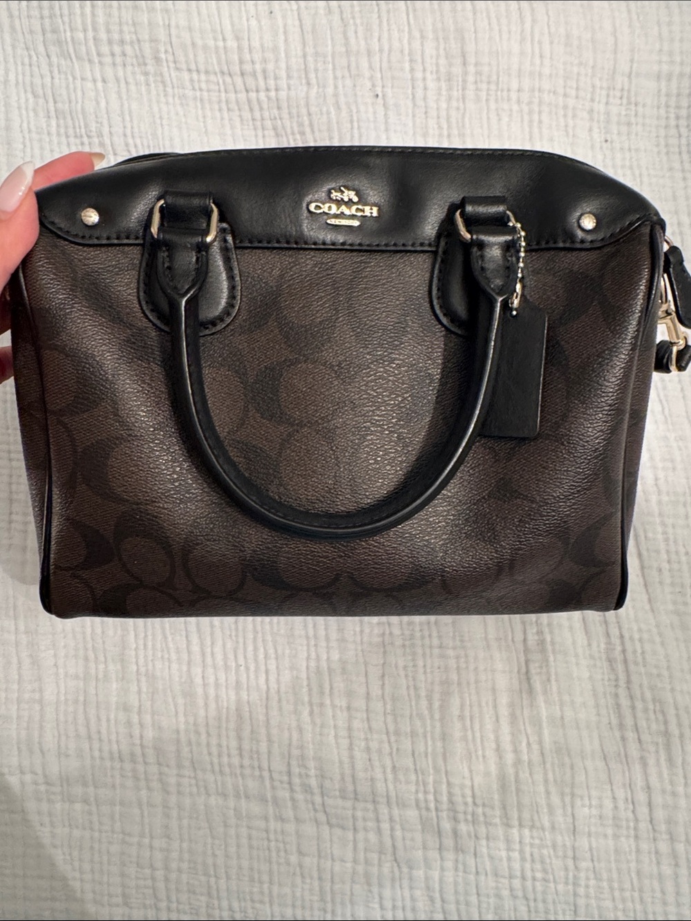 Coach Brown and Black Signature Dome Satchel